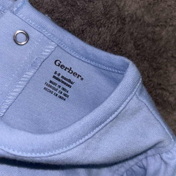 NWT Gerber girl 3 piece set 6-9 month 16-20lbs baby blue sunflower headband - Picture 4 of 5